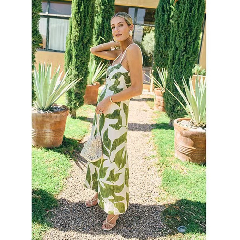 NWT Antonio Melani x M.G. Style Finley Linen Blend Sweetheart Neck Maxi Dress - Picture 3 of 16